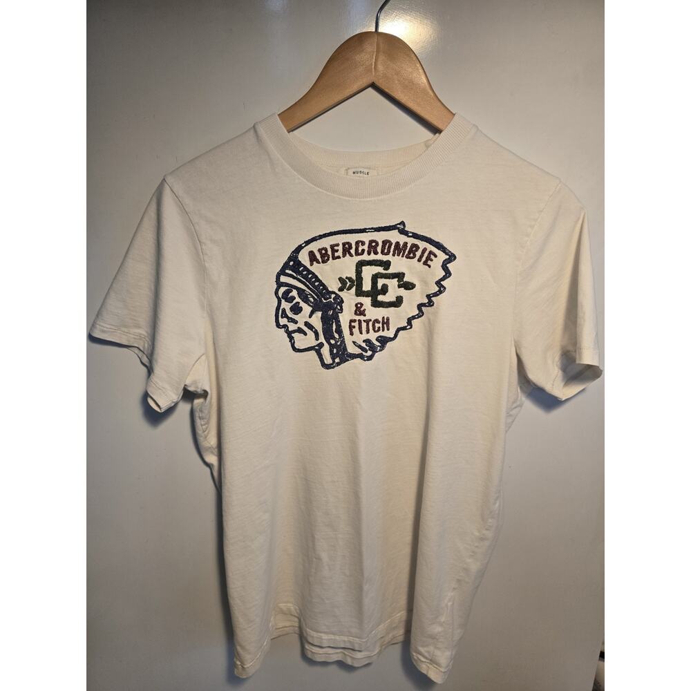 VTG Abercrombie & Fitch Tshirt Men XXL Embroidered Native American Chief Y2K CC